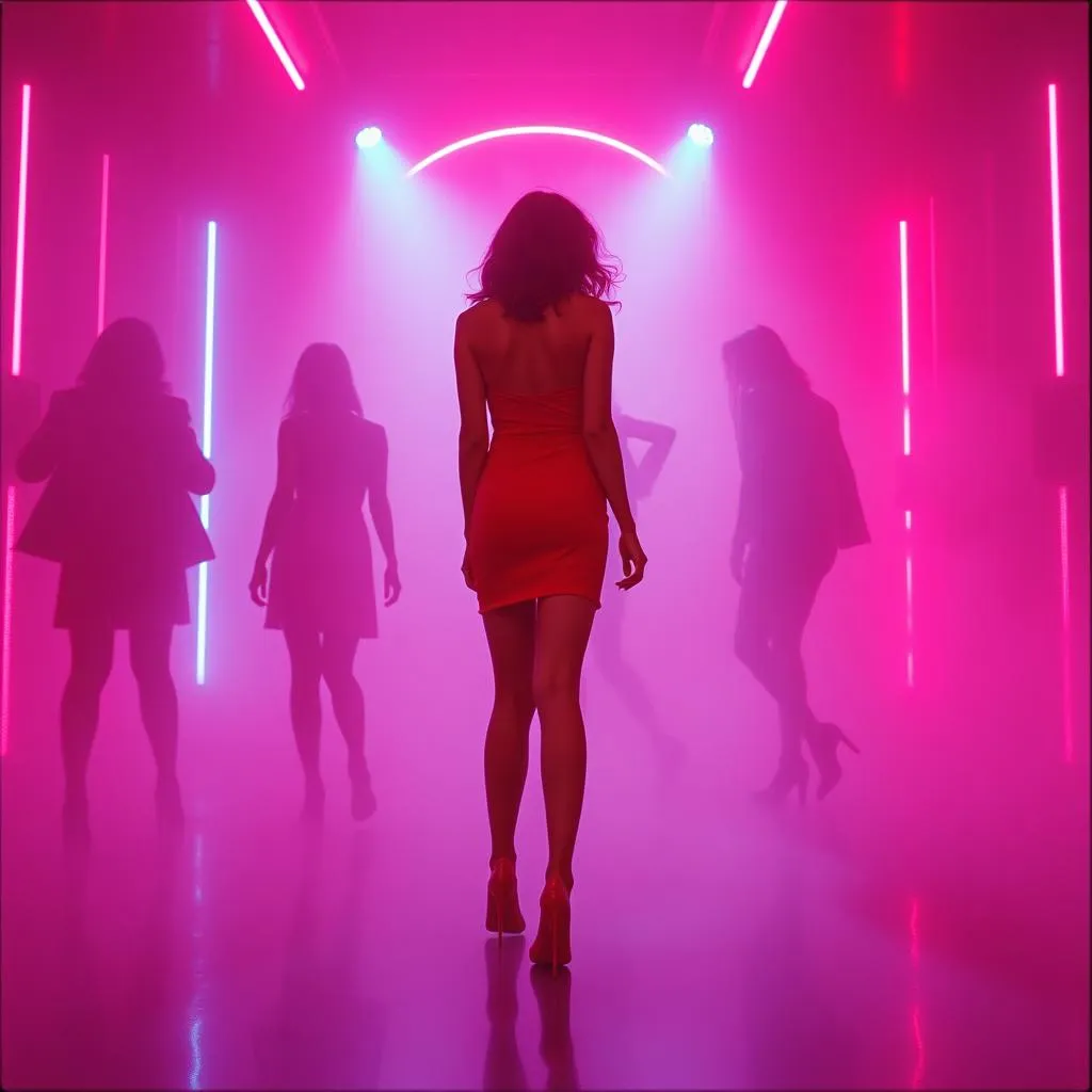 Red dress.