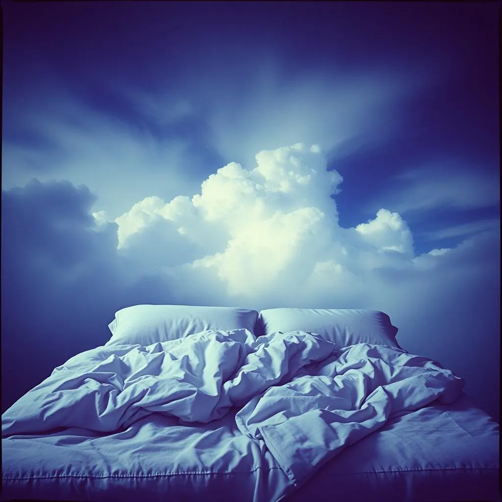 Across the bed