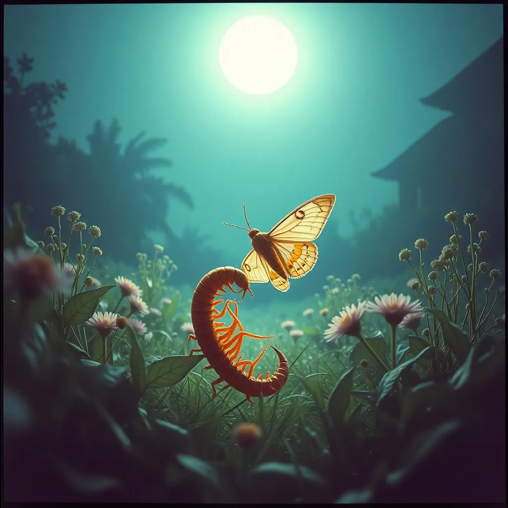 Centipede + Moth