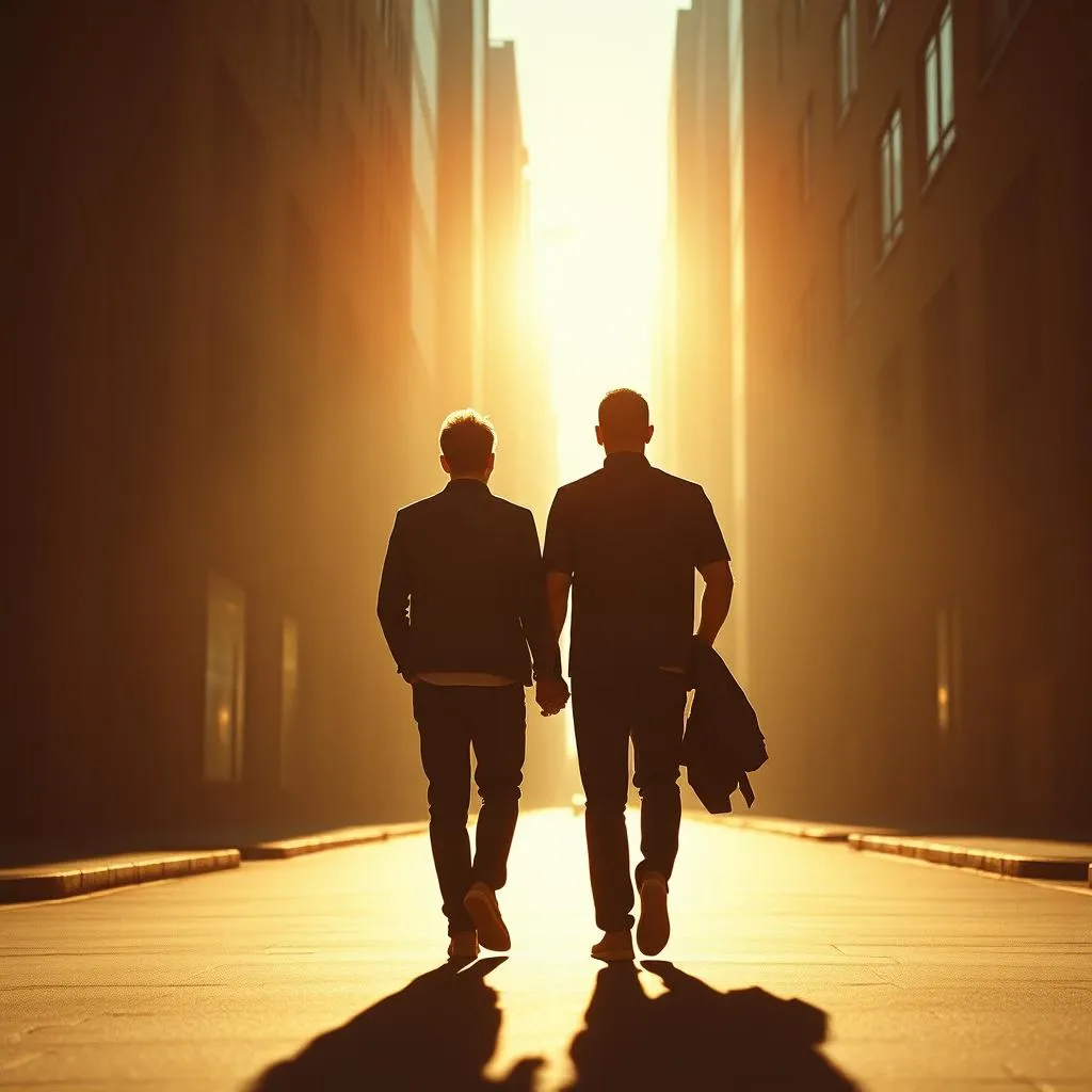 Two men in the light