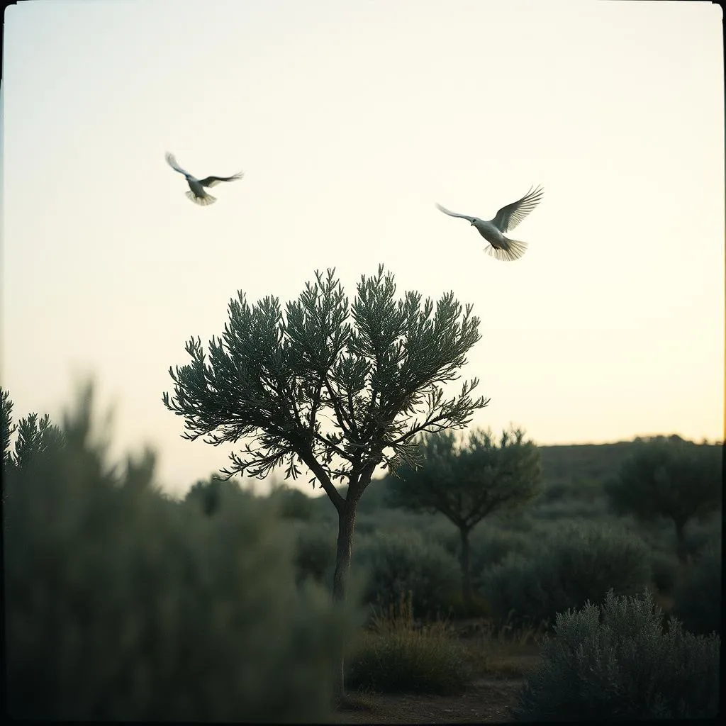 The olive trees and the doves