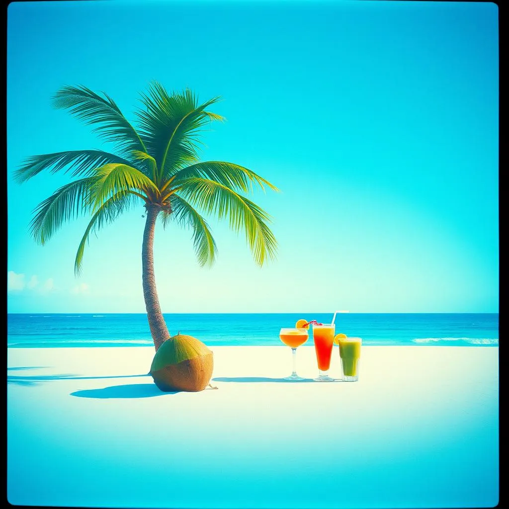 By the coconut tree