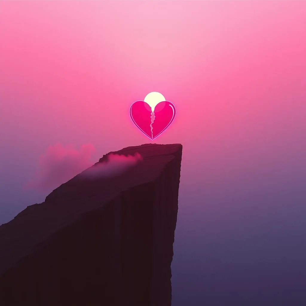 On edge of broken heart to new day