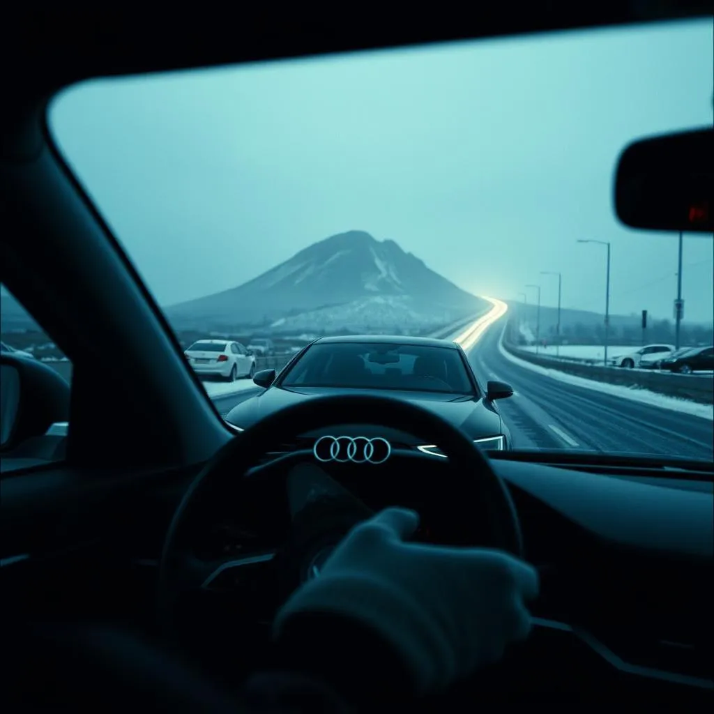 Schneefall auf der A9