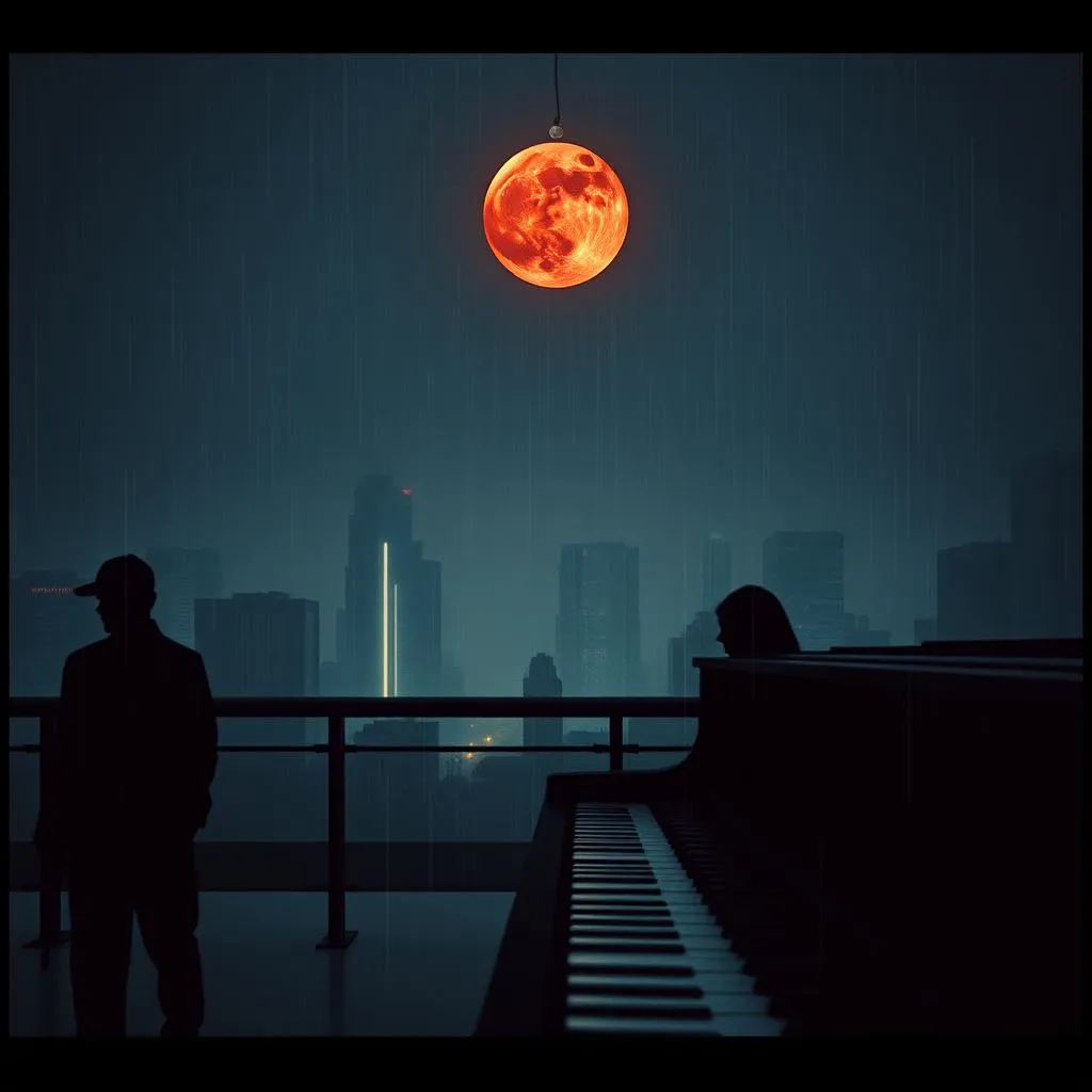 Blood moon at twilight