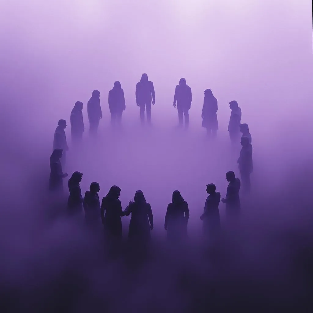 Thirteen shadows standing