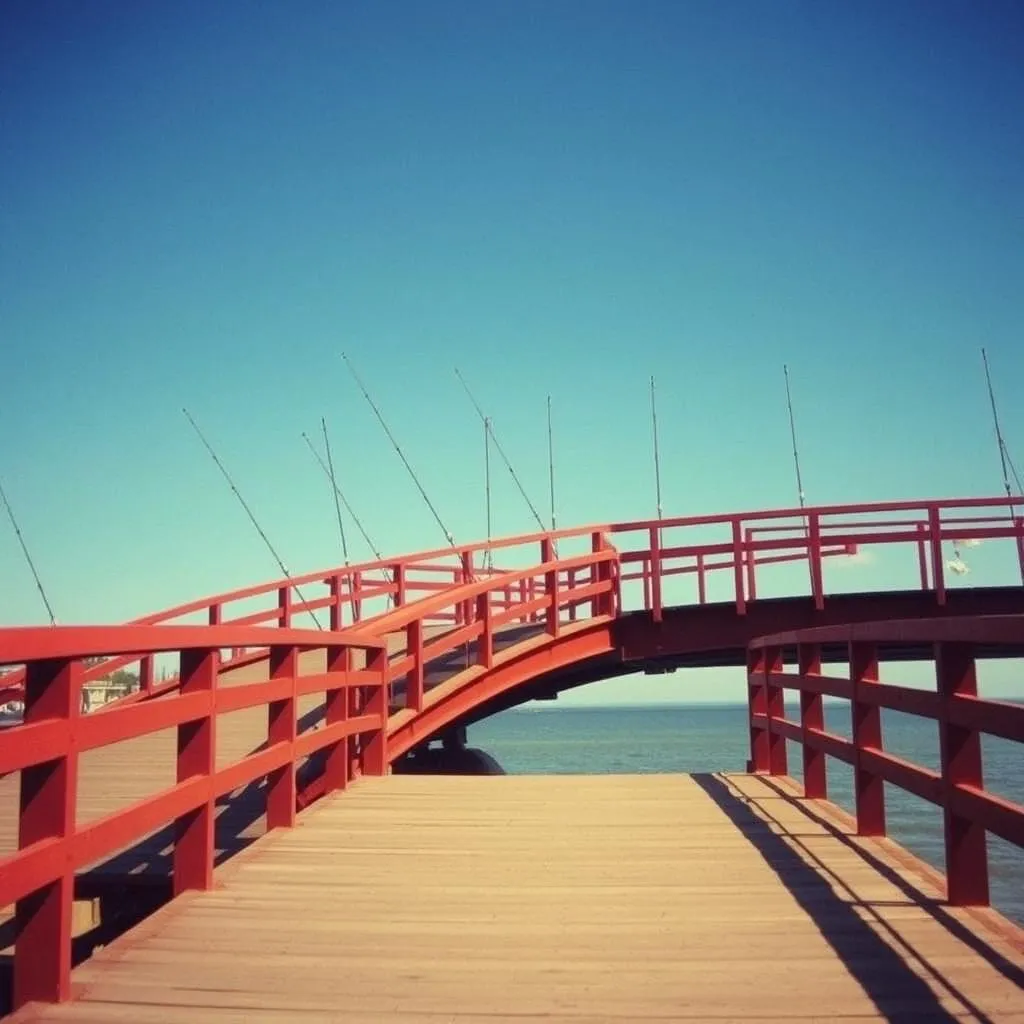 On that red bridge 