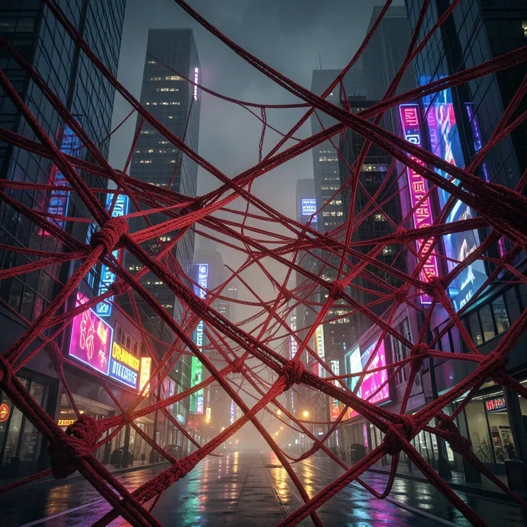 Red tangled string