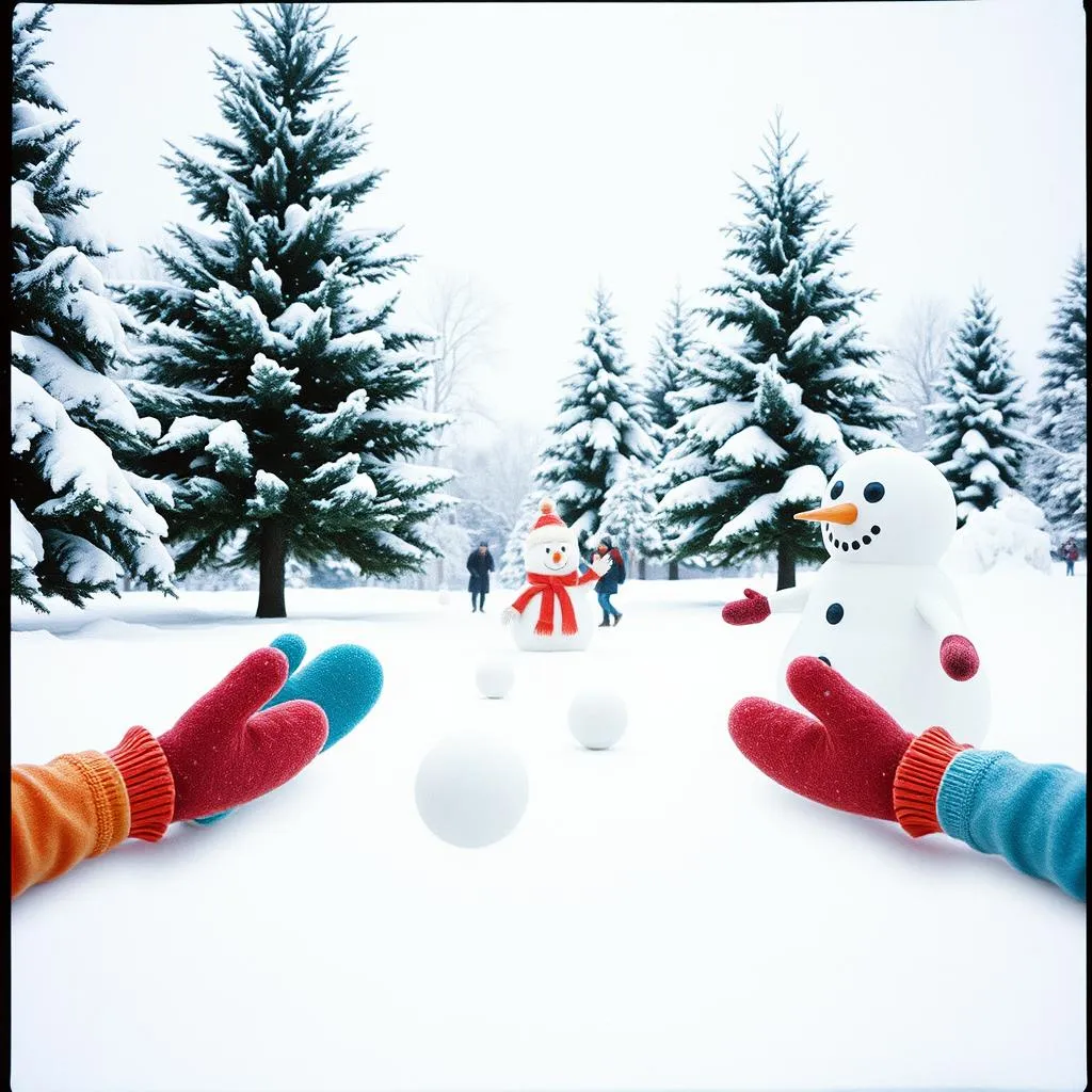 Schneeballschlacht im Schnee