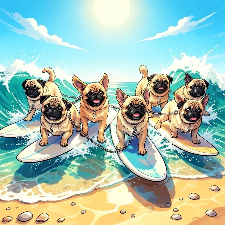Surfing Pugs