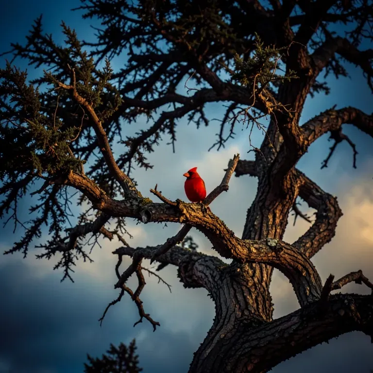 Cardinal Over Cedar