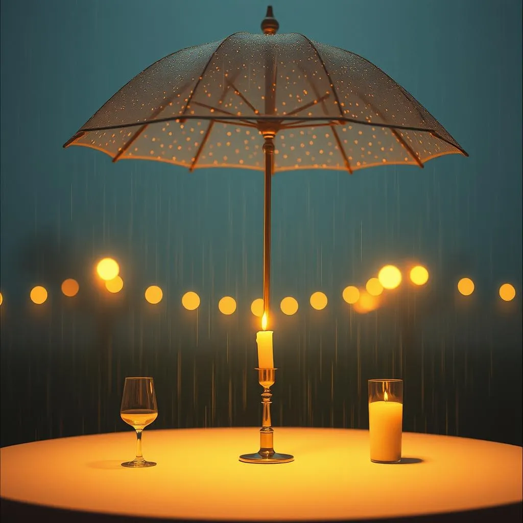 Candlelight Dinner im Regen
