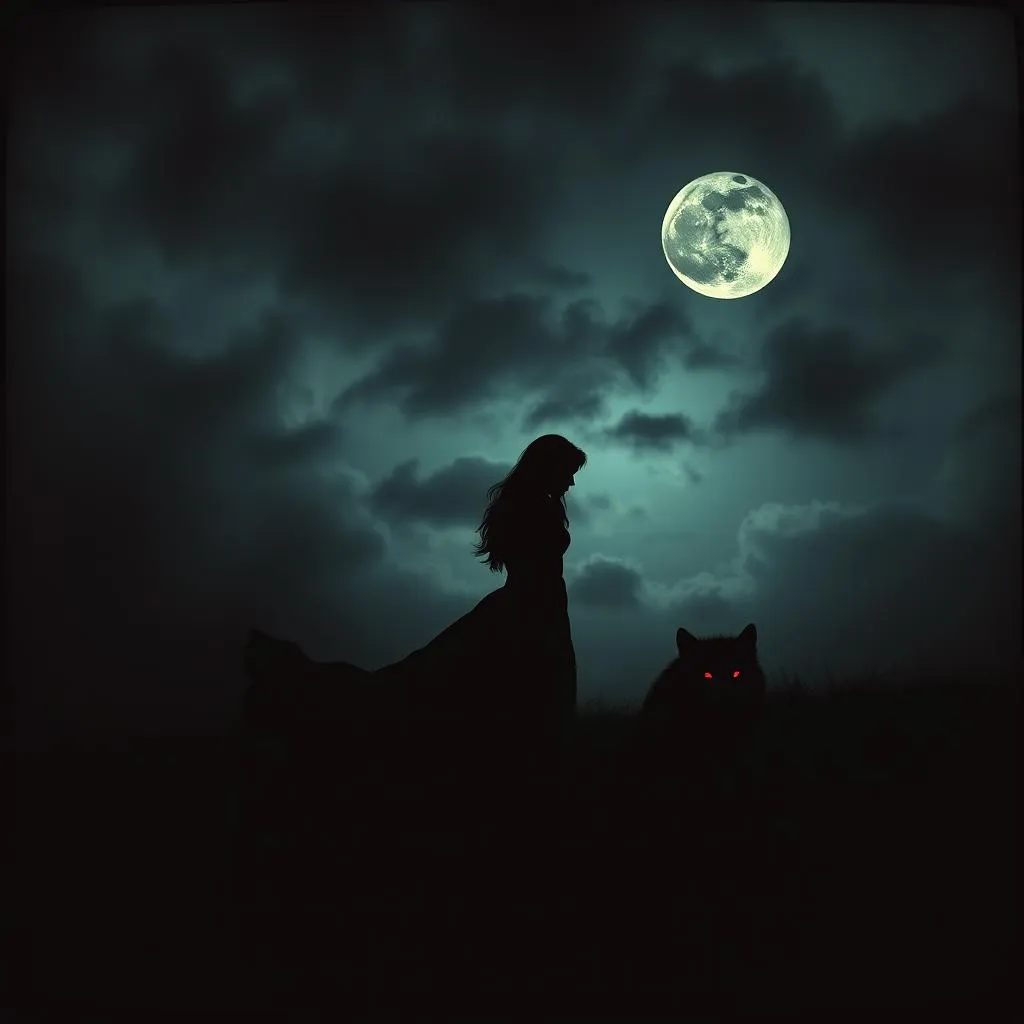 Wolf und Frau in Black