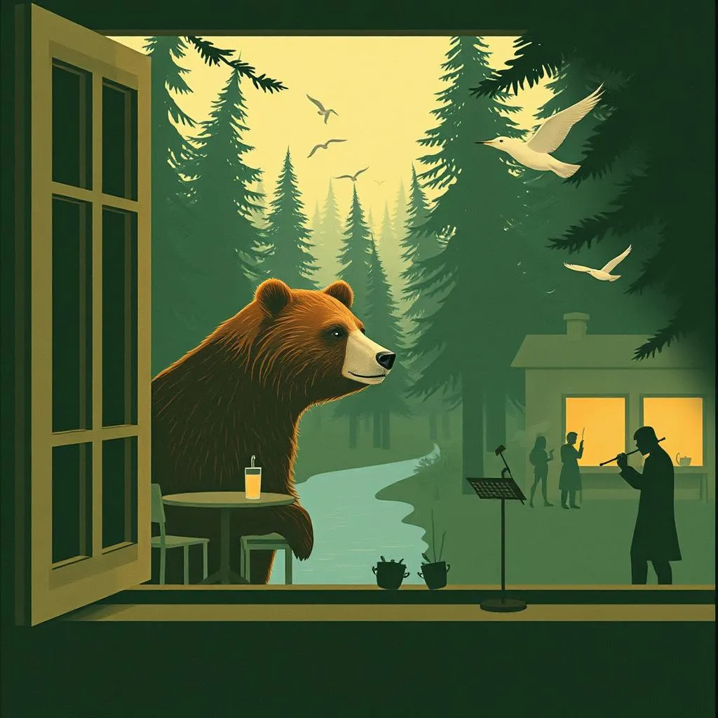 Na floresta o urso marron