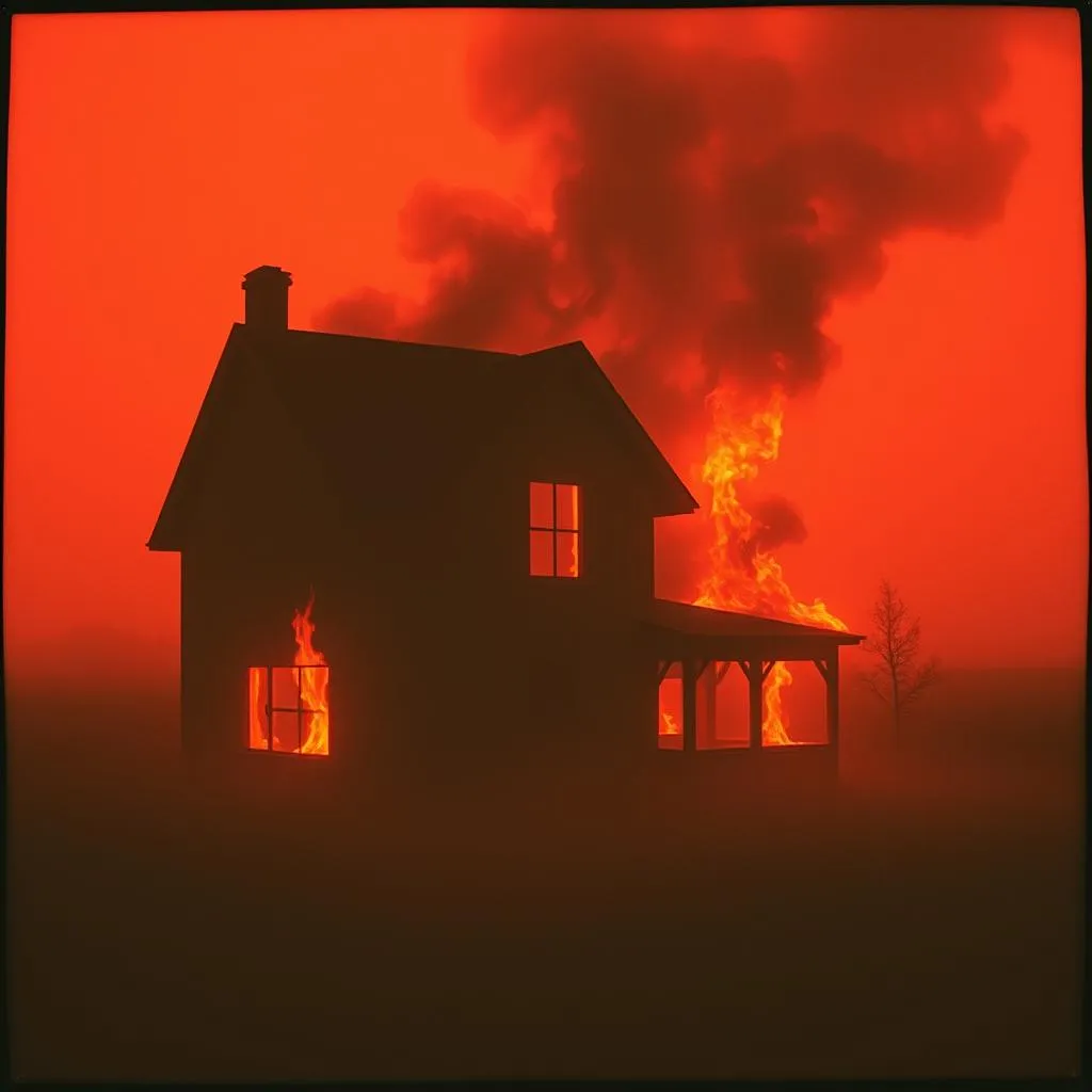 In the burning fire