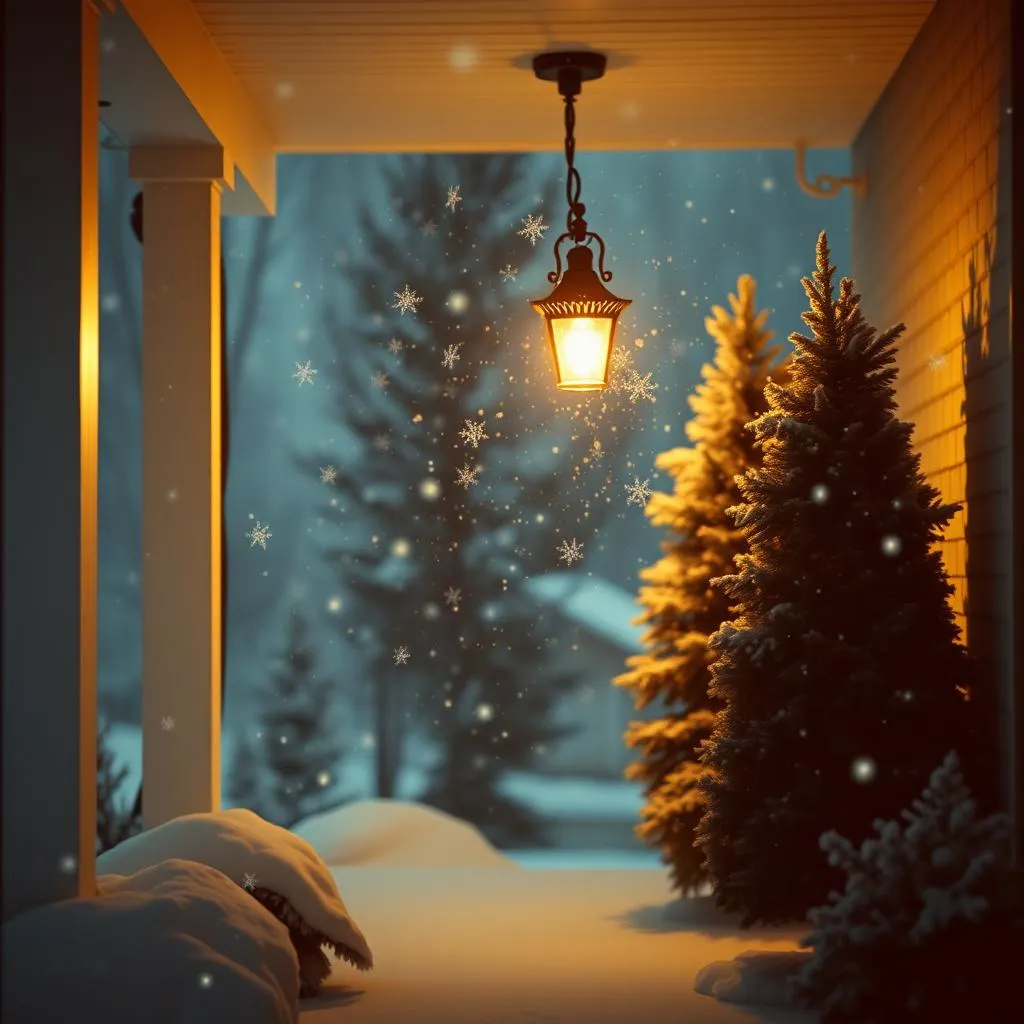 In winter, snow falls at Christmas.