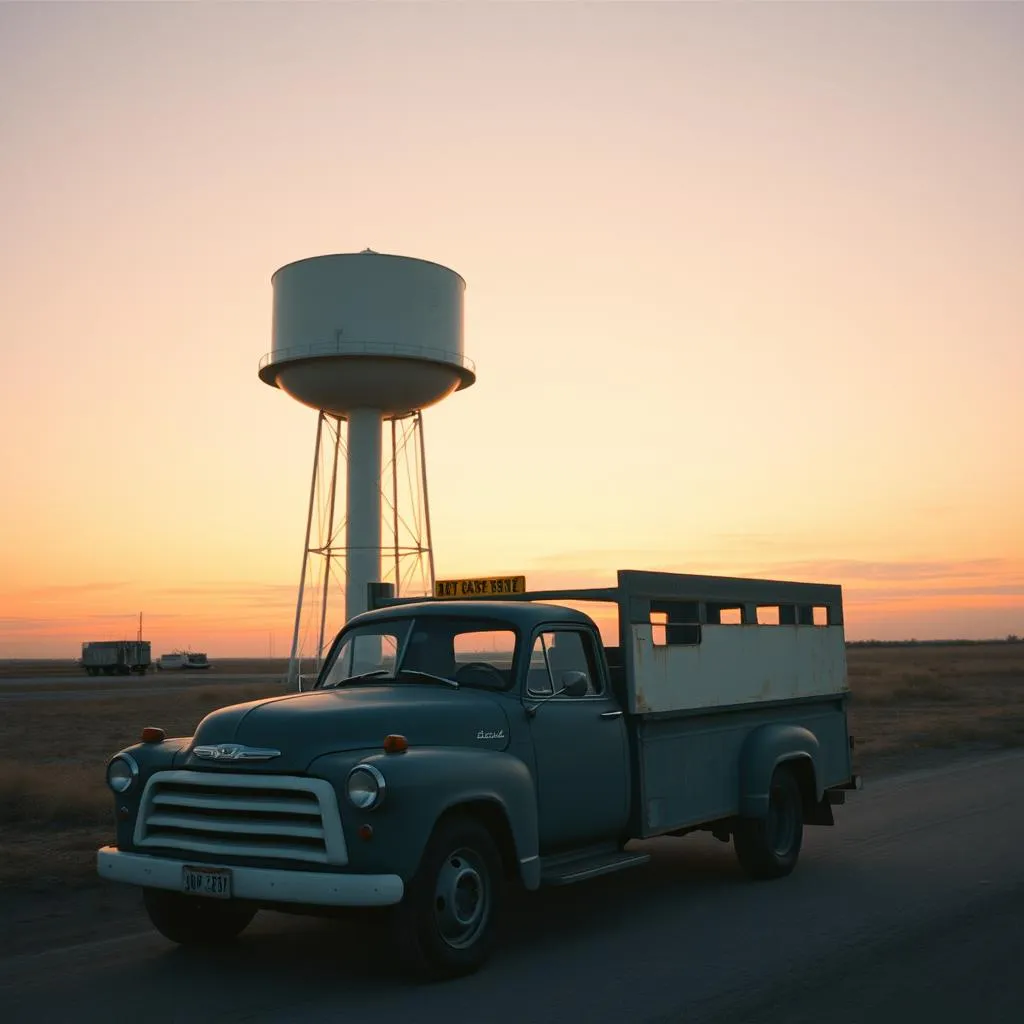 Behind the water tower