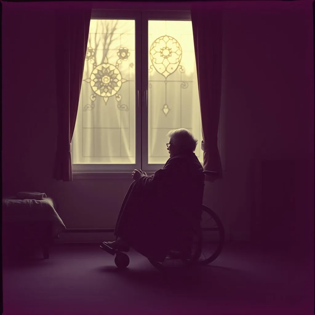 Old lady holding on