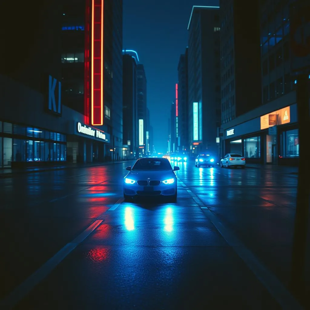 BLUE LIGHTS BEHIND ME