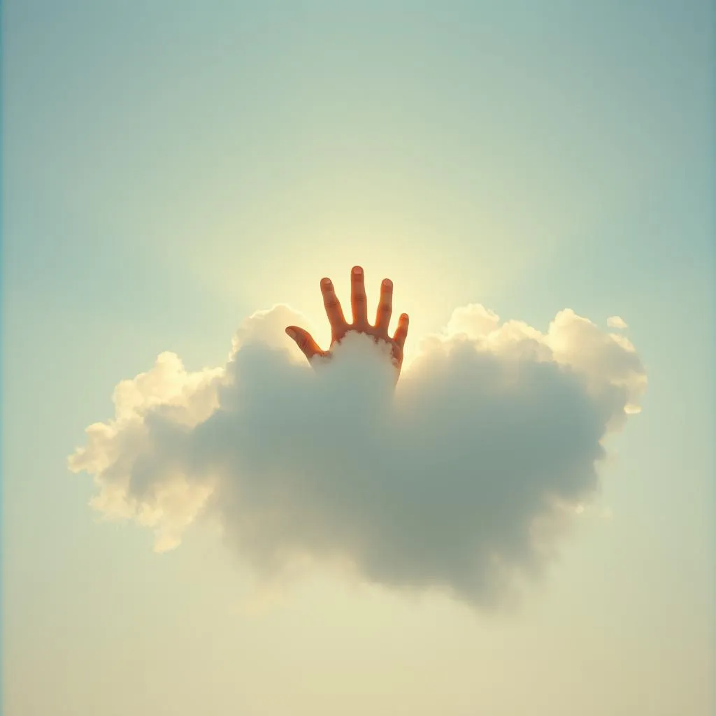 The hand of Jesus in mine