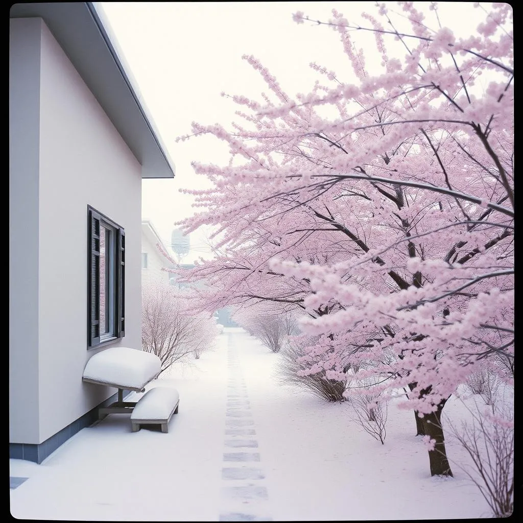 The cherry blossom hearts bloom after winter
