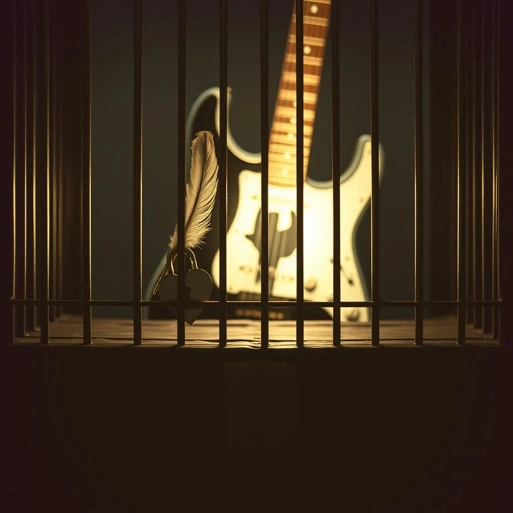 Feathers on a locked heart