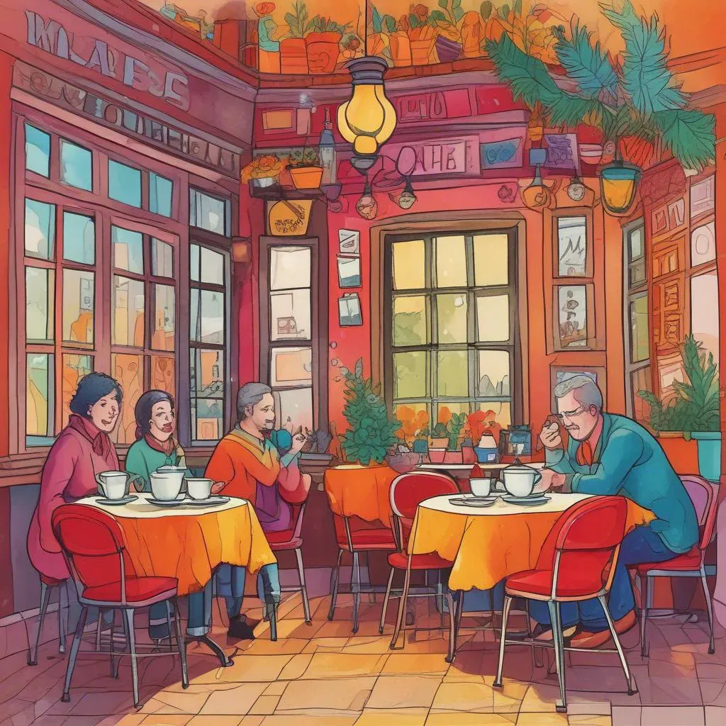Freunde im Café