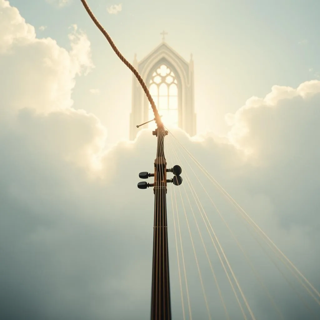 A rope is coming down from the sky...