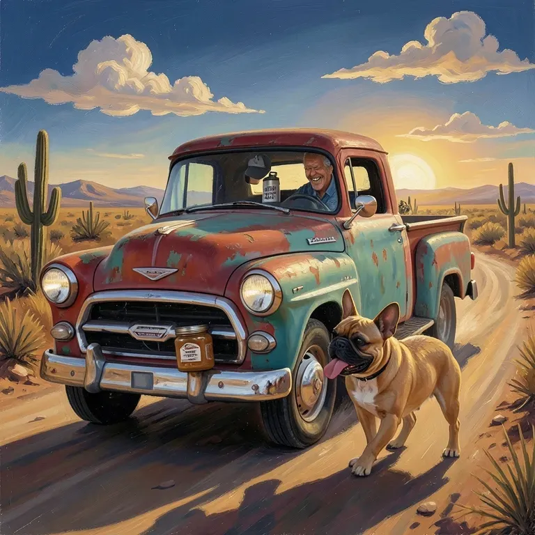 "El Camionero Sin Dientes y su Frenchie"