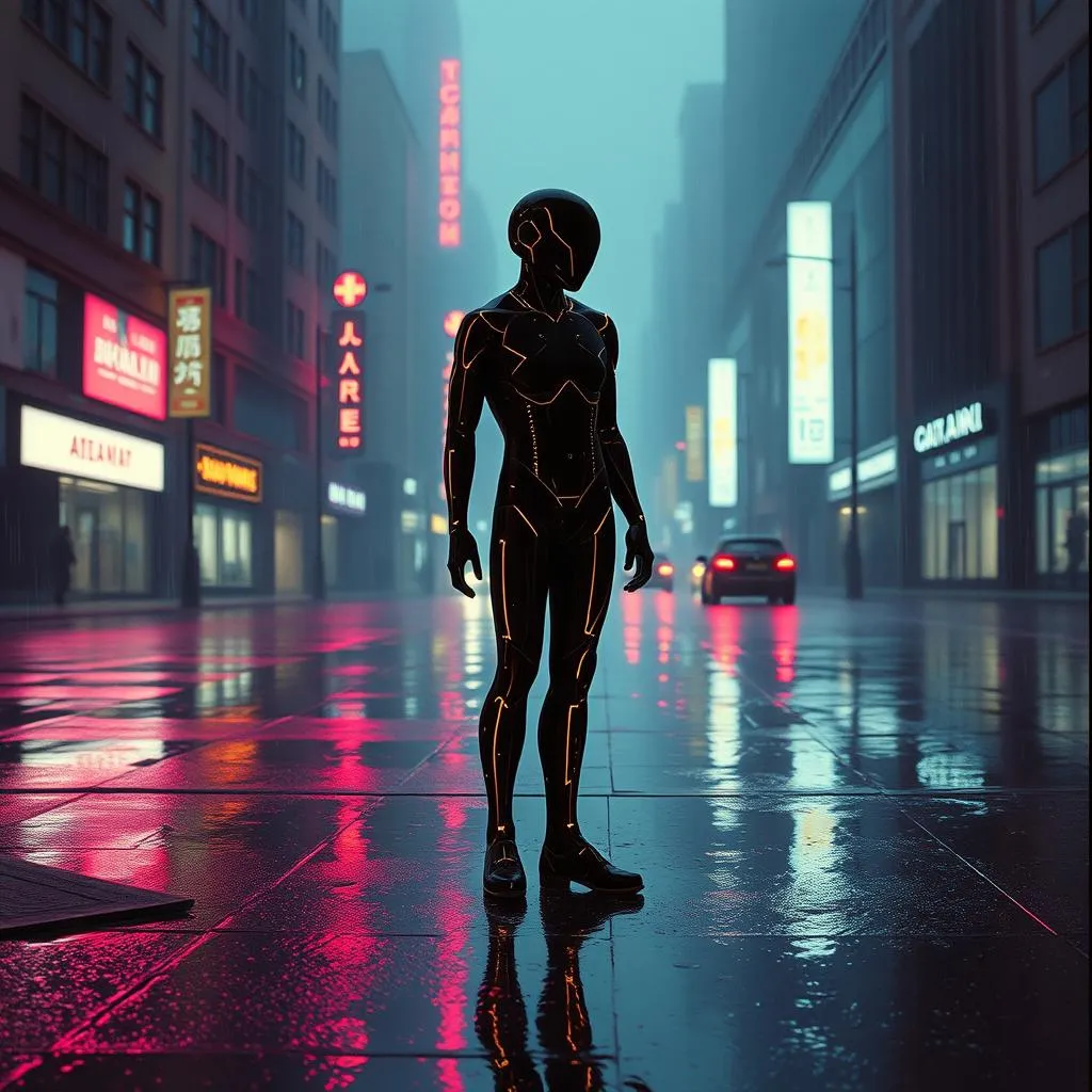 Melancholic synth, slow paced, long held notes,