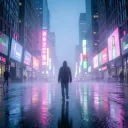 Neón en la Lluvia