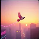 Jay in the sky with colors
