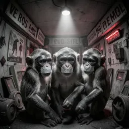 Three monkeys dancing
