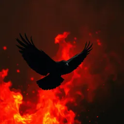 Rabe im Feuer