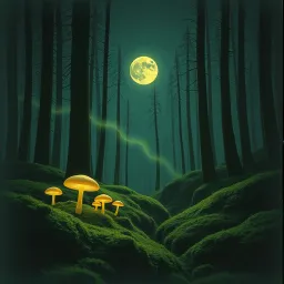 Streaks of Light in the Mushroom Forest