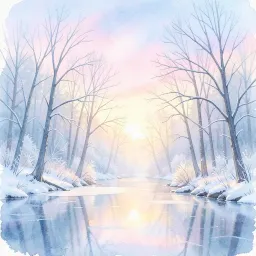 Rivière sous la neige