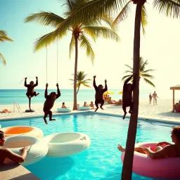 Monkeys at the pool party