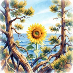 Sunflower And Pine
