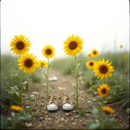 Sunflowers and small shoes