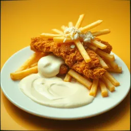 Schnitzel mit Pommes und viel  Mayo