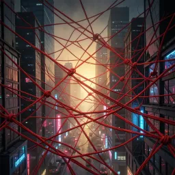 Red tangled string