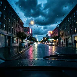 Under dark clouds