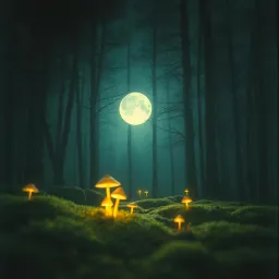 Streaks of Light in the Mushroom Forest