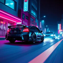 Subaru rolling down the Street
