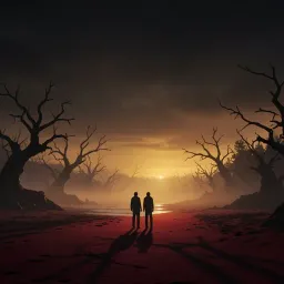 Lonely Friends in Red