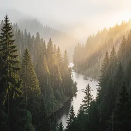 Rain On The Evergreens