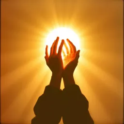 with his hands