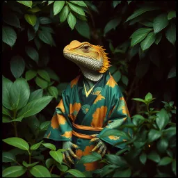 Komodo dragon in a kimono.