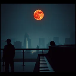 Blood moon at twilight