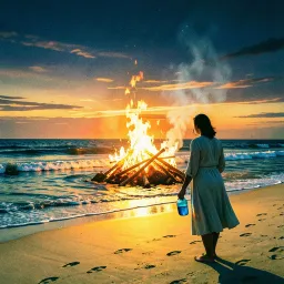 Firelight & Blue Bottles